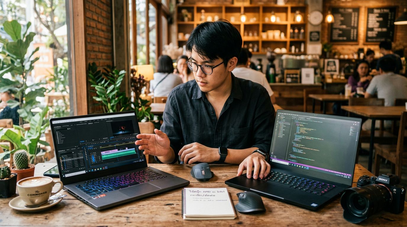 โน้ตบุ๊ก AMD vs Intel เจาะลึกความต่างที่เห็นผลจริงในงานกราฟิก เขียนโค้ด และตัดต่อ